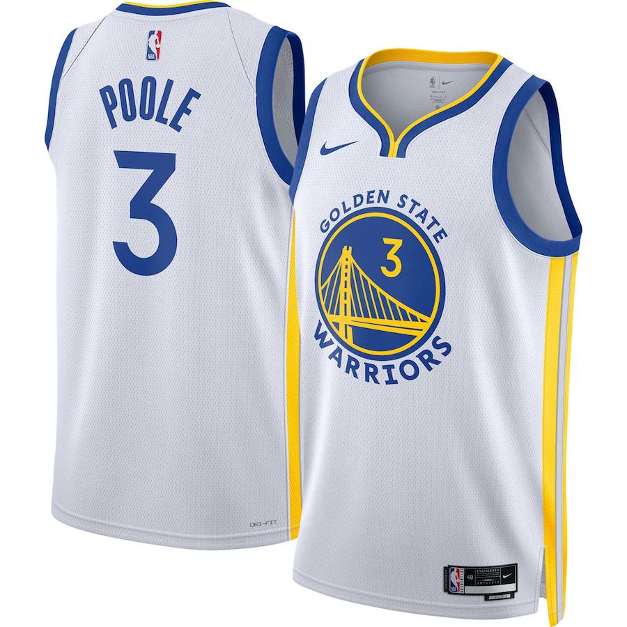 Men Golden State Warriors #3 Jordan Poole Nike White 2022-23 Swingman NBA Jersey->golden state warriors->NBA Jersey